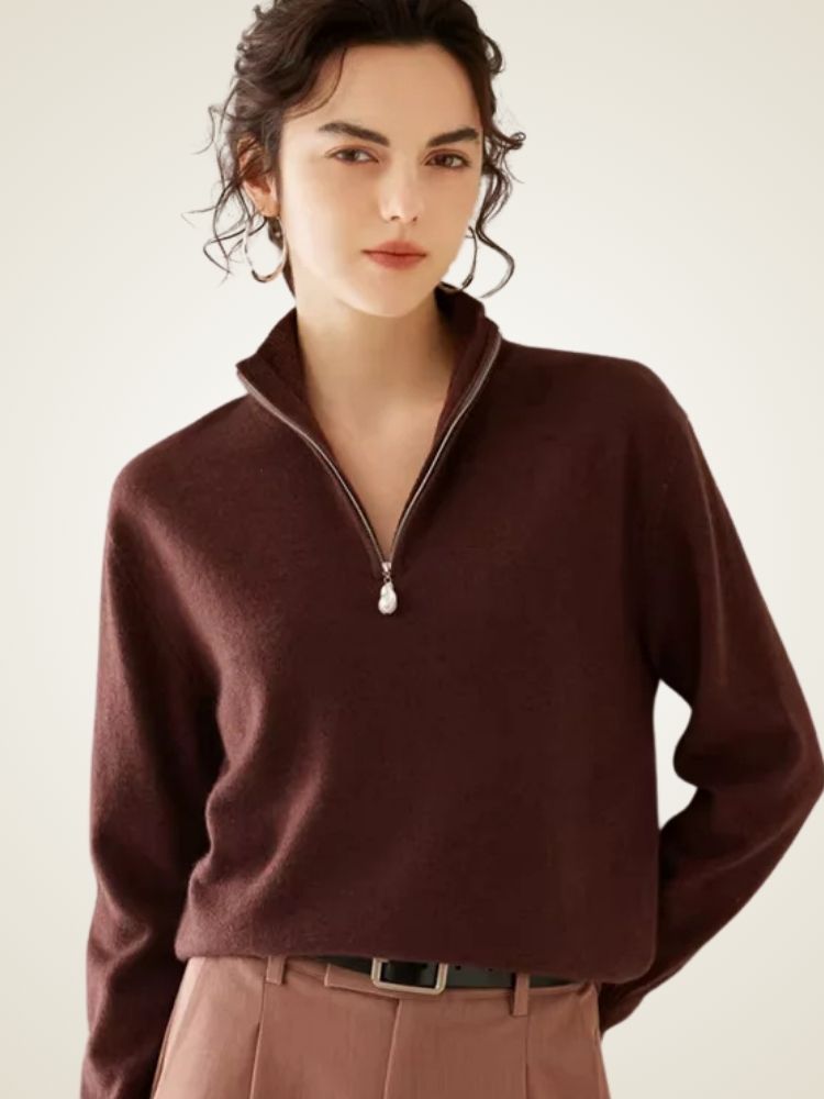 Emma - Half Zip Cashmere Sweater | The Cashmere Studio