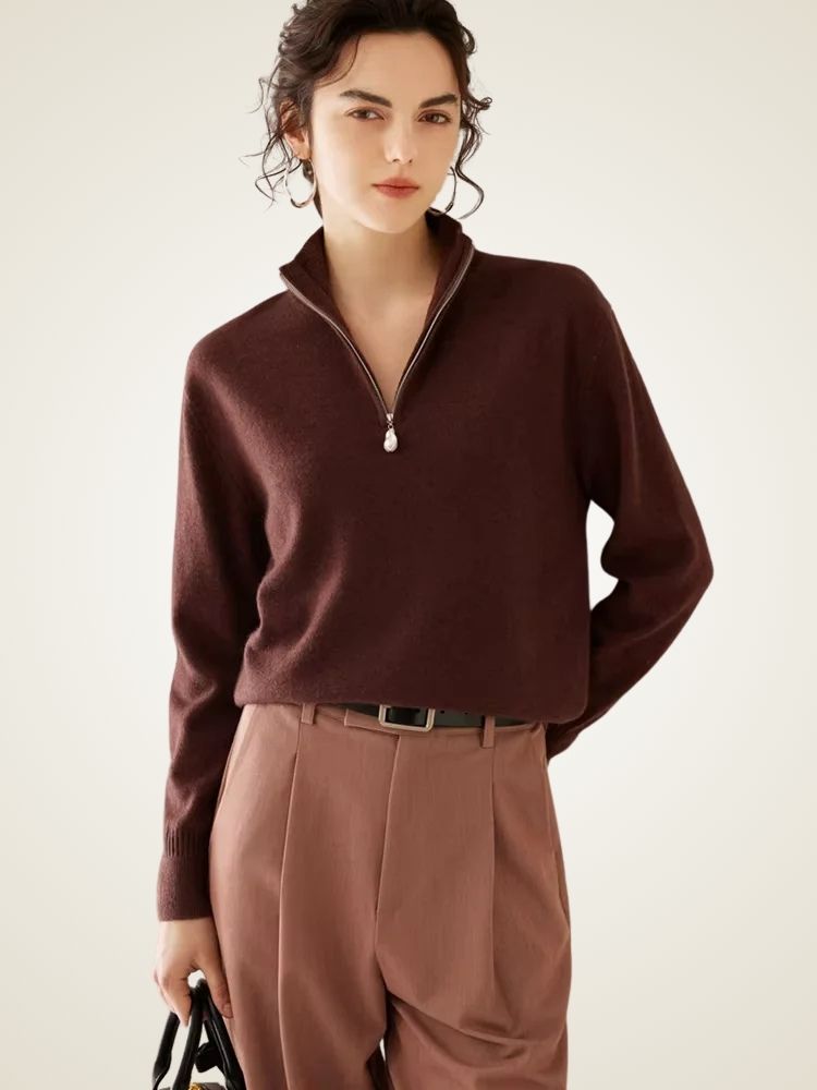 Emma - Half Zip Cashmere Sweater | The Cashmere Studio