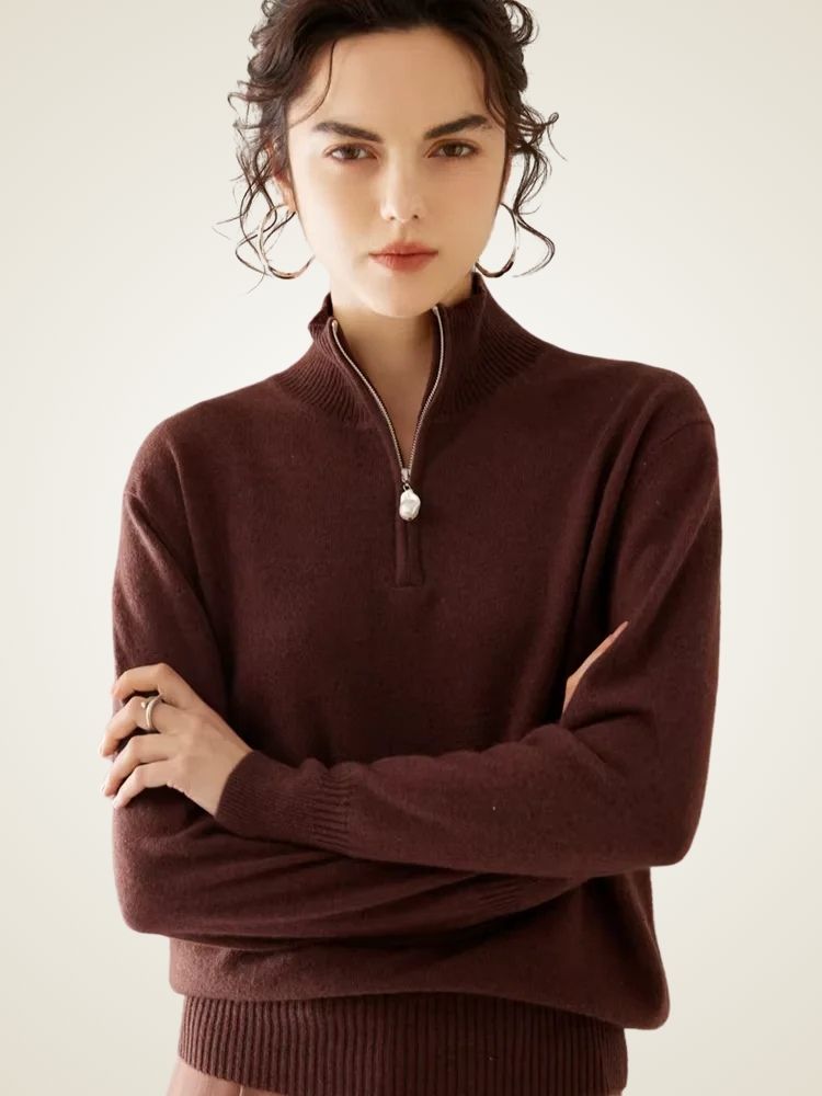 Emma - Half Zip Cashmere Sweater | The Cashmere Studio