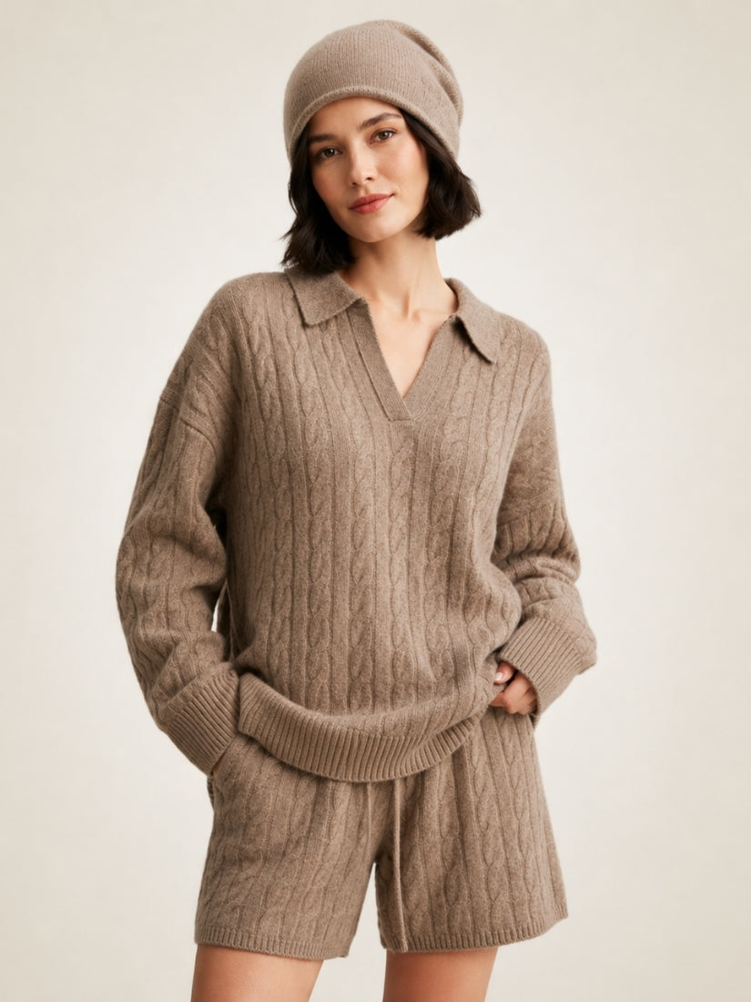 Corinna - Taupe Cashmere Set | The Cashmere Studio