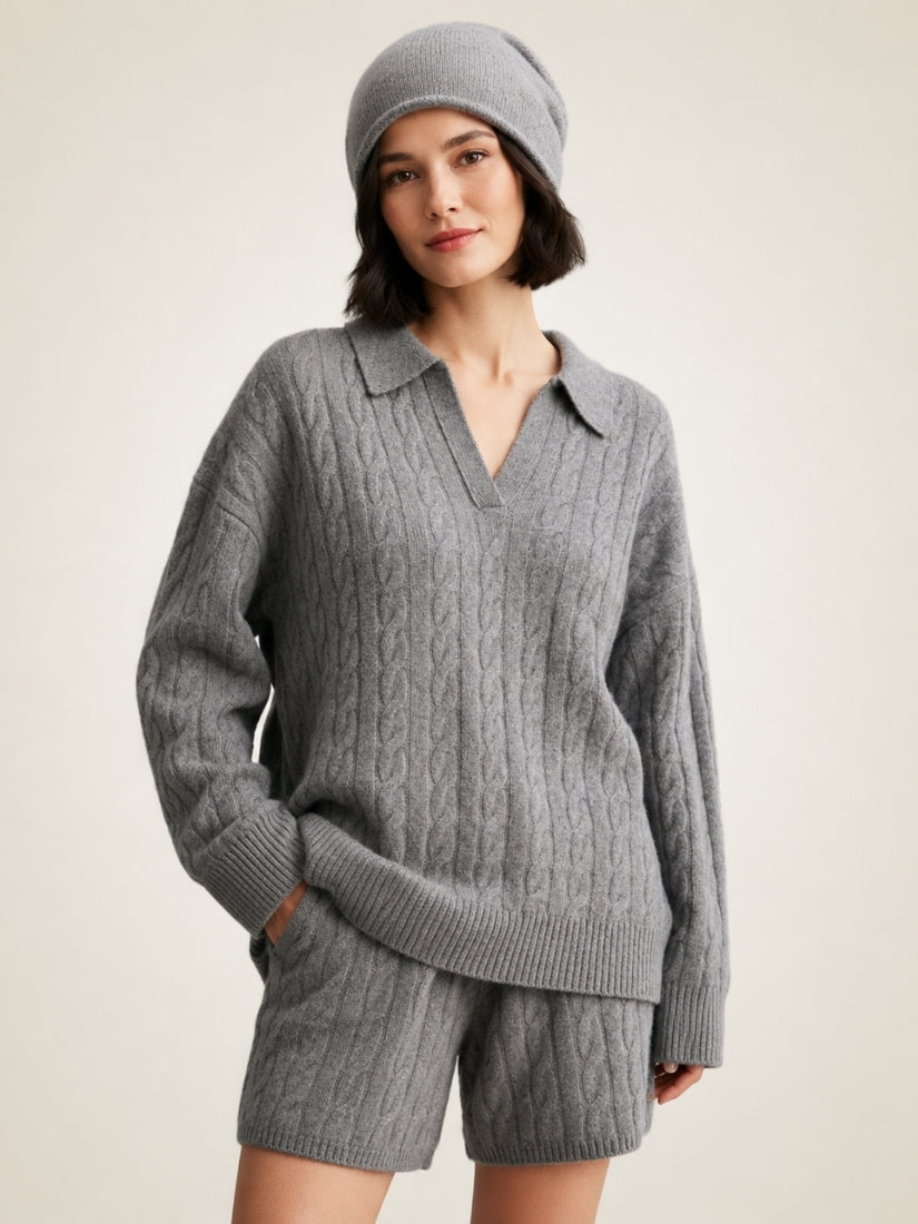 Corinna - Light Gray Cashmere Set | The Cashmere Studio