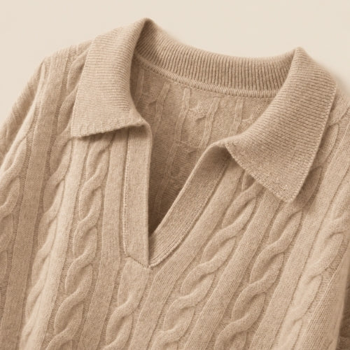 Corinna - Beige Cashmere Sweater | The Cashmere Studio
