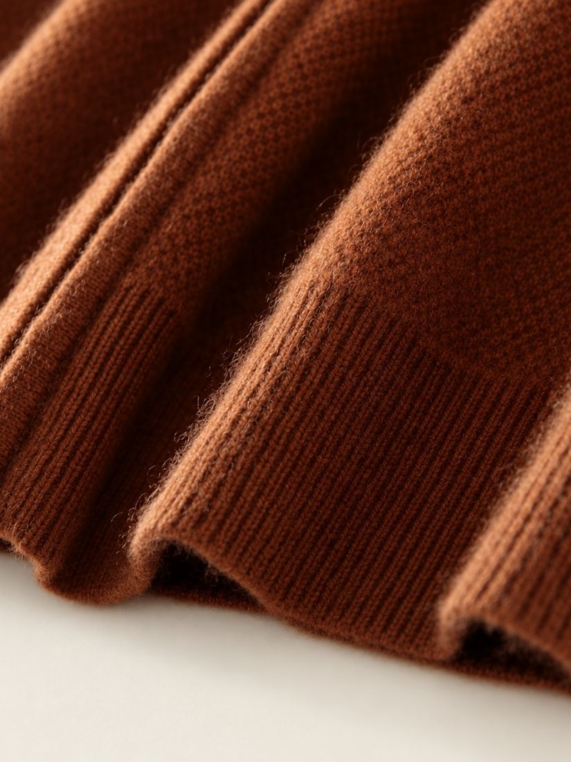 Darel — Dark Caramel Hooded Zip-Up Cashmere Set | The Cashmere Studio
