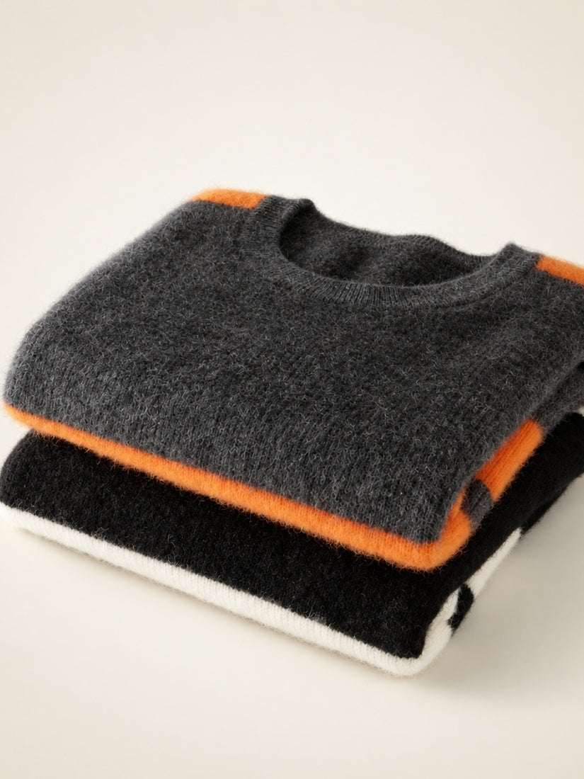 Darien — Side-Stripe Cashmere Sweater Detail | The Cashmere Studio