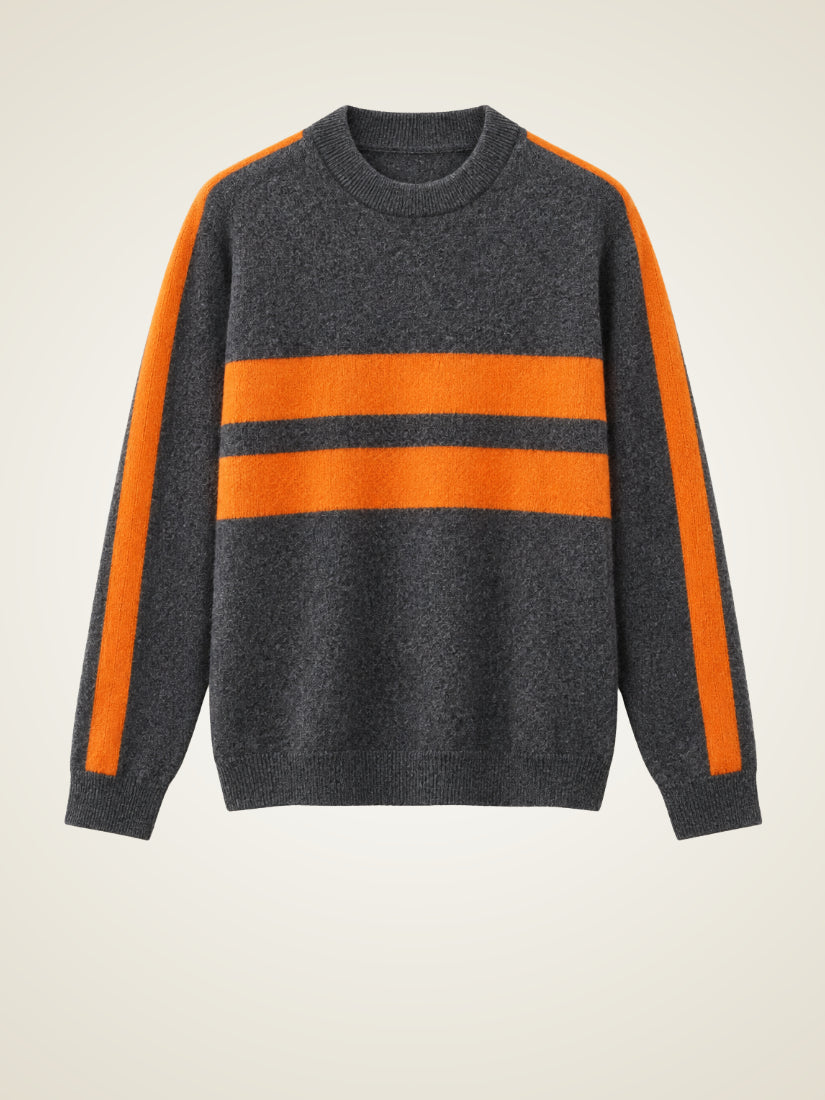 Darien — Dark Gray Side-Stripe Cashmere Sweater | The Cashmere Studio