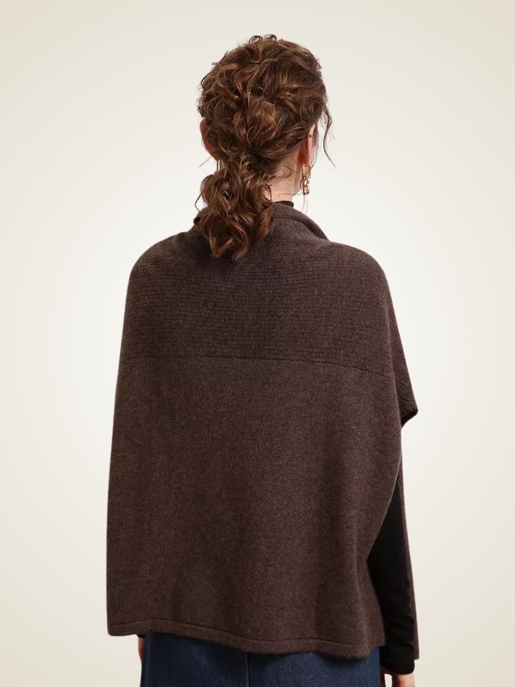 Elise - Dark Brown Cape Cashmere Cardigan | The Cashmere Studio