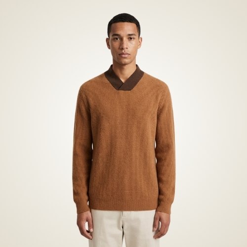 Kade - V-Neck Shawl Collar Cashmere Sweater | The Cashmere Studio