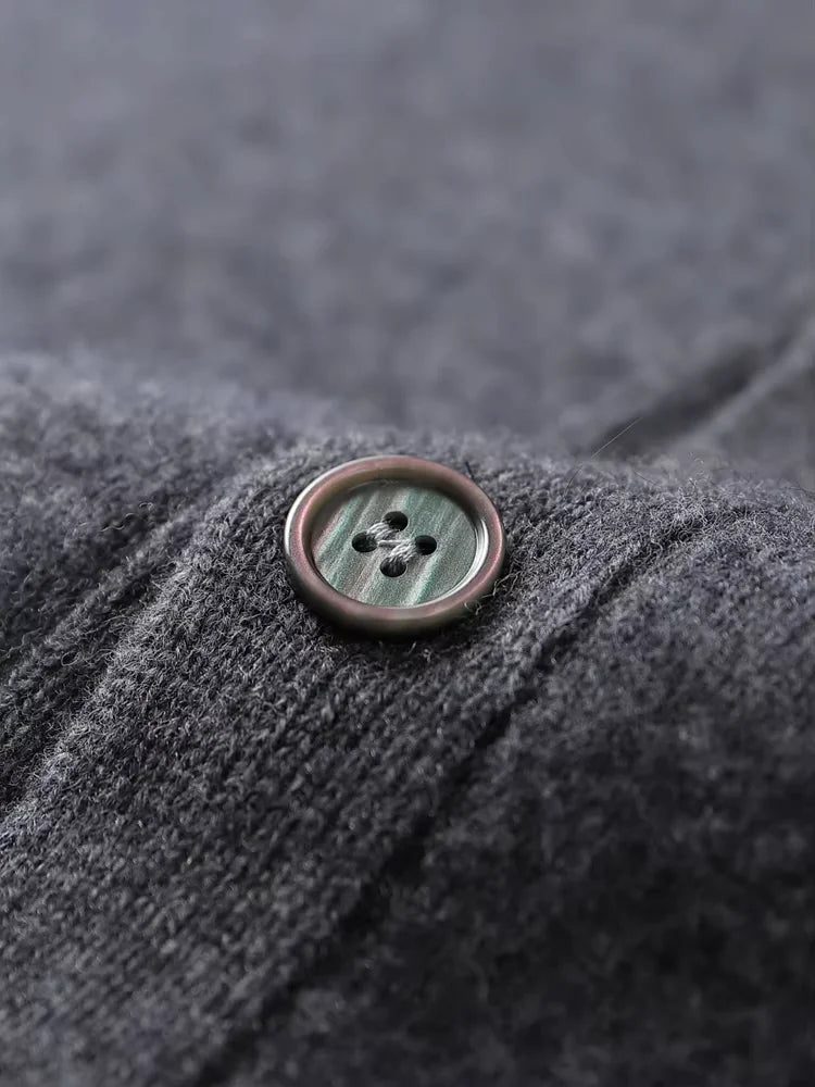 Eric - Dark Gray Button Up Cashmere Cardigan | The Cashmere Studio