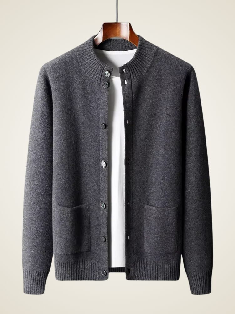 Eric - Dark Gray Button Up Cashmere Cardigan | The Cashmere Studio