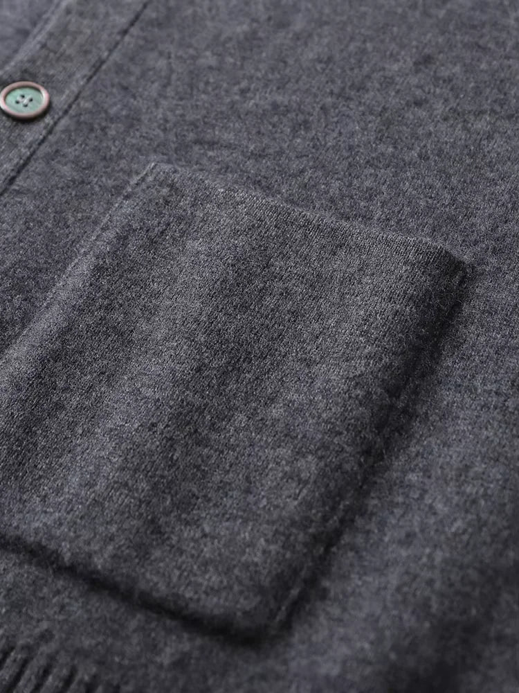 Eric - Dark Gray Button Up Cashmere Cardigan | The Cashmere Studio