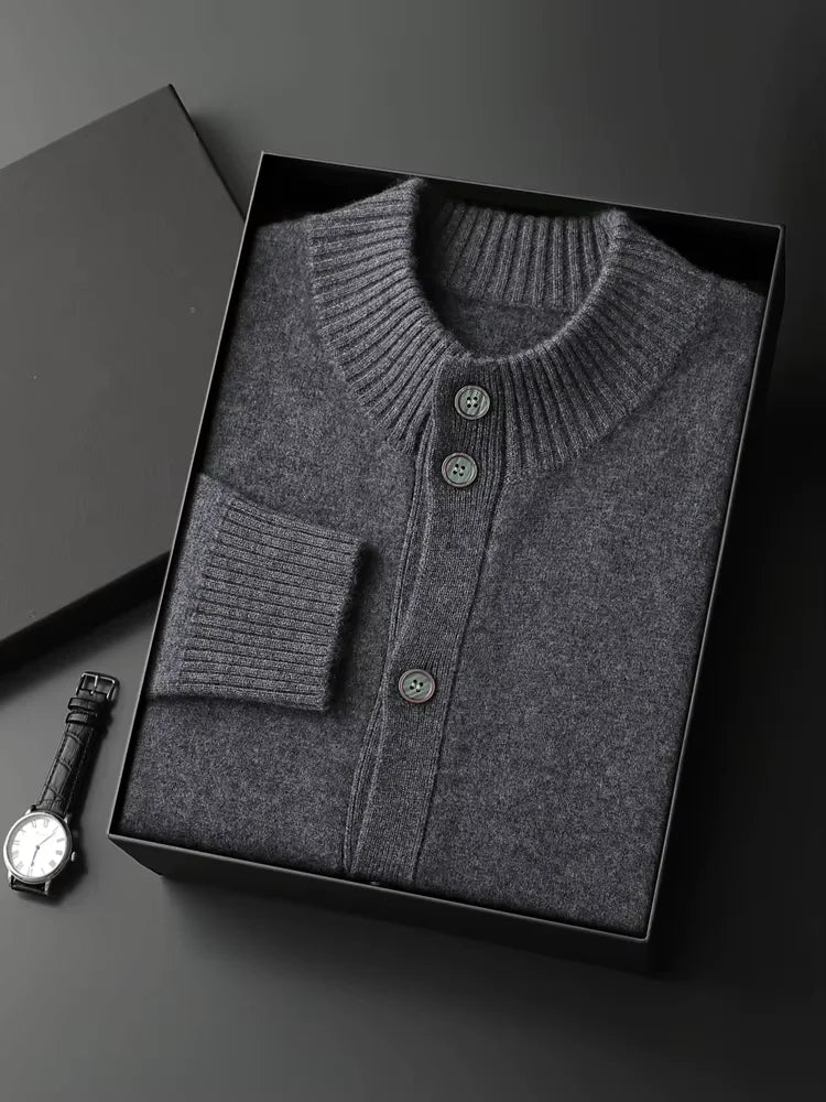 Eric - Dark Gray Button Up Cashmere Cardigan | The Cashmere Studio