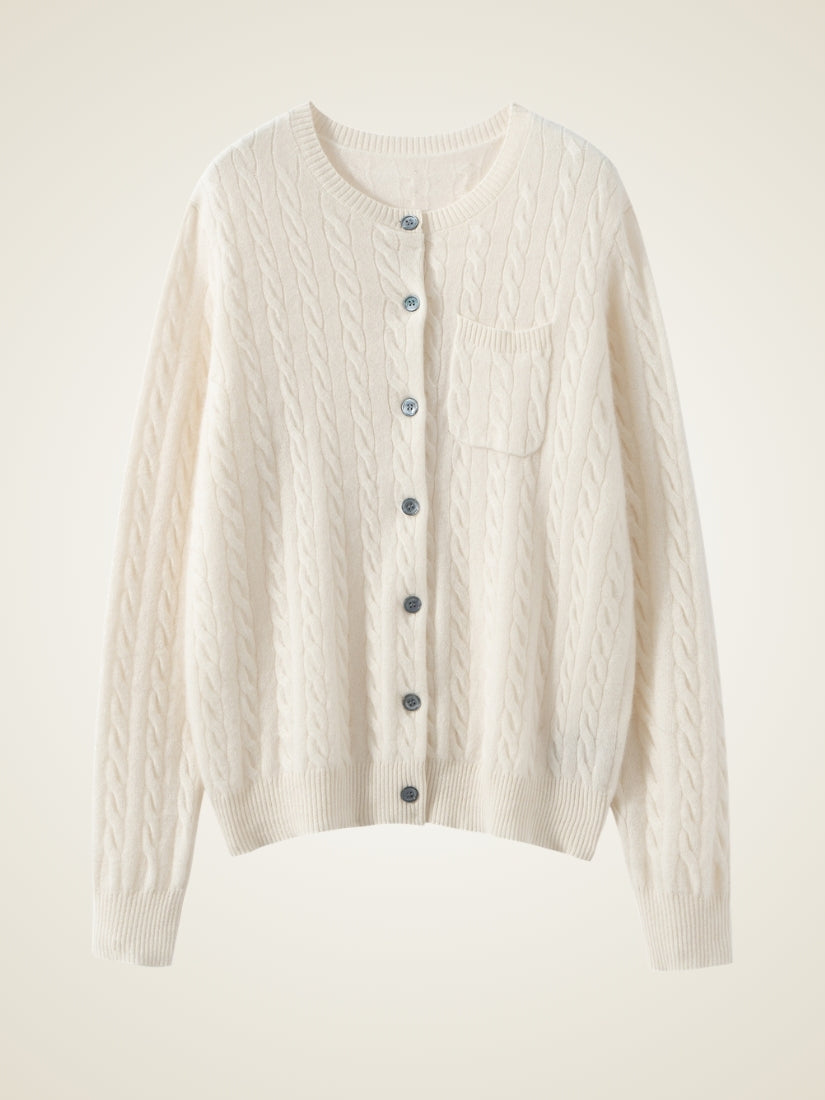 Daryssa — Ivory Button Front Cashmere Cardigan | The Cashmere Studio
