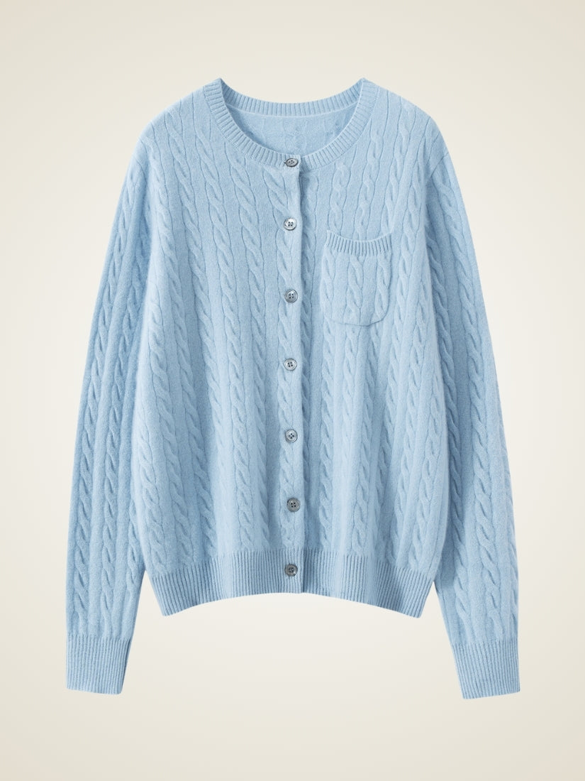 Daryssa — Light Blue Button Front Cashmere Cardigan | The Cashmere Studio