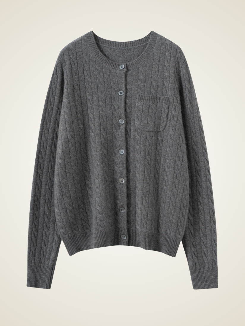 Daryssa — Dark Gray Button Front Cashmere Cardigan | The Cashmere Studio