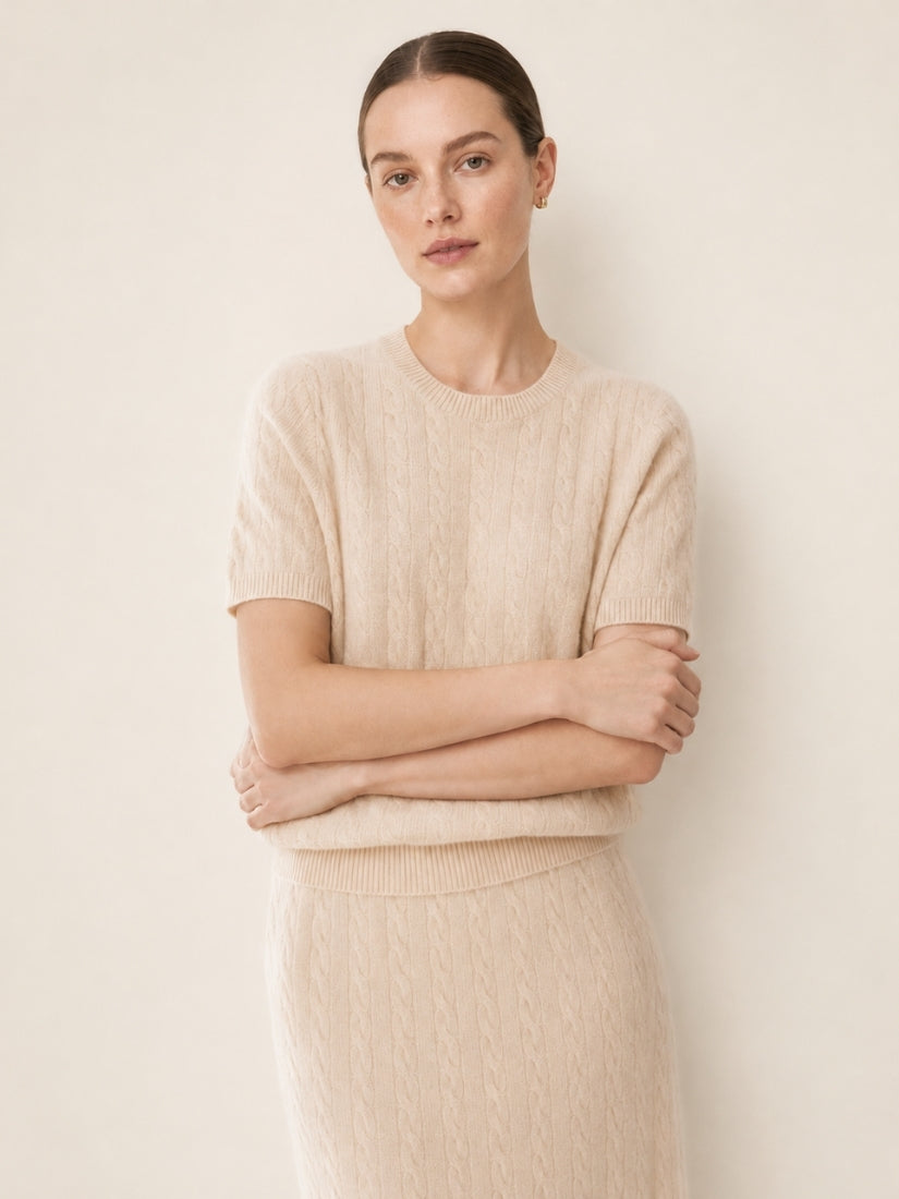 Daryssa — Short Sleeve Cashmere Top | The Cashmere Studio