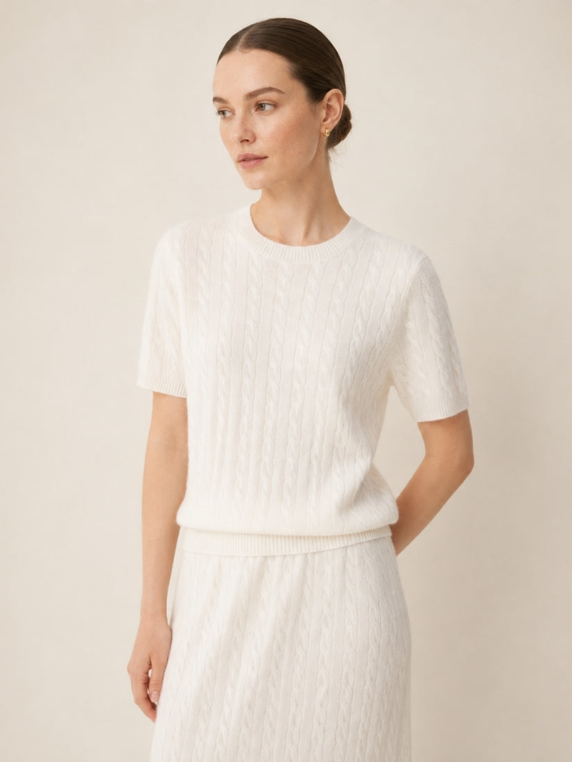 Daryssa — Short Sleeve Cashmere Top | The Cashmere Studio
