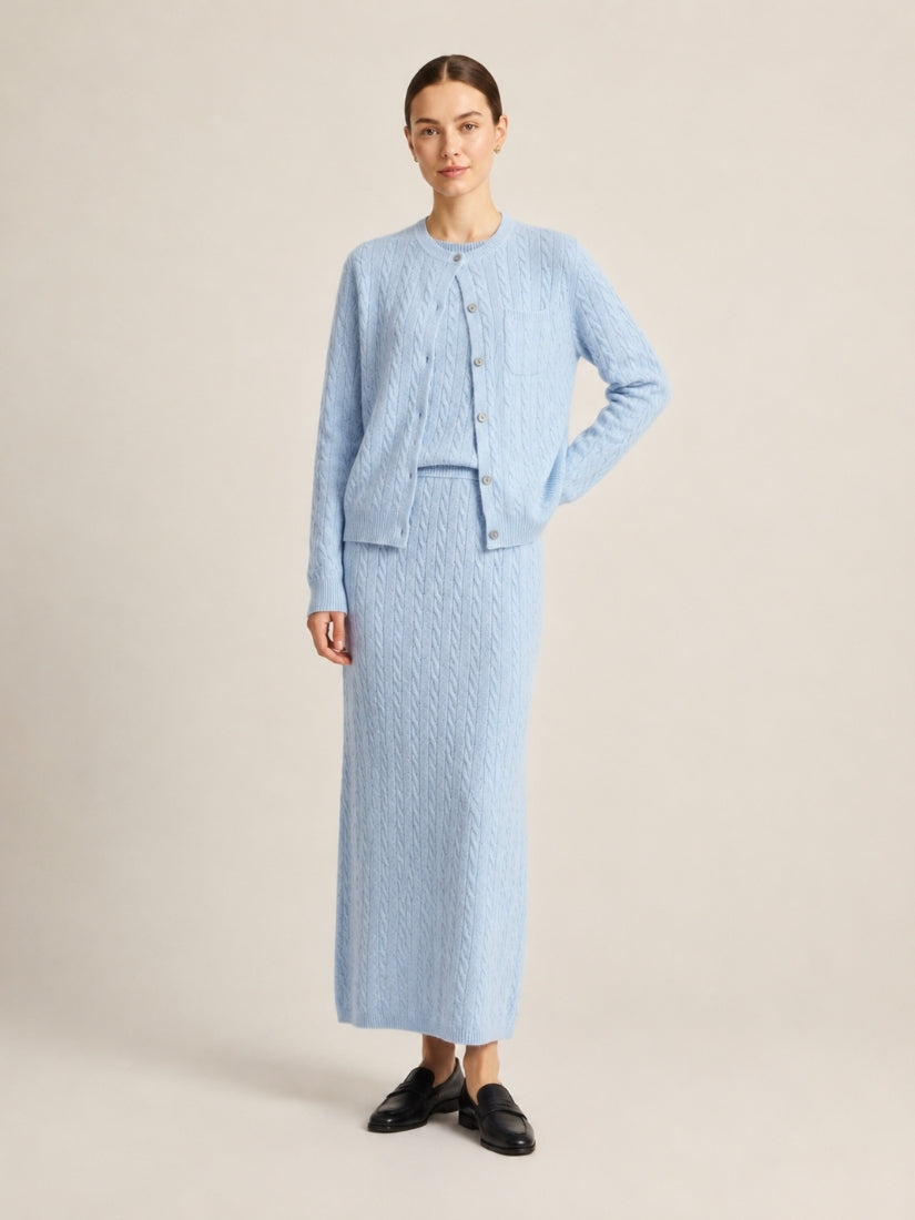 Daryssa — Cable Knit Cashmere Set | The Cashmere Studio