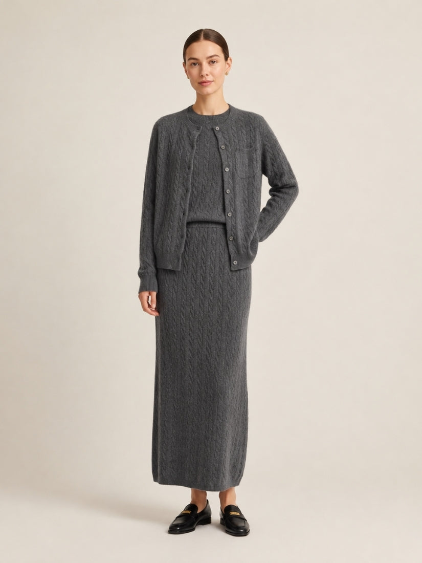 Daryssa — Cable Knit Cashmere Set | The Cashmere Studio