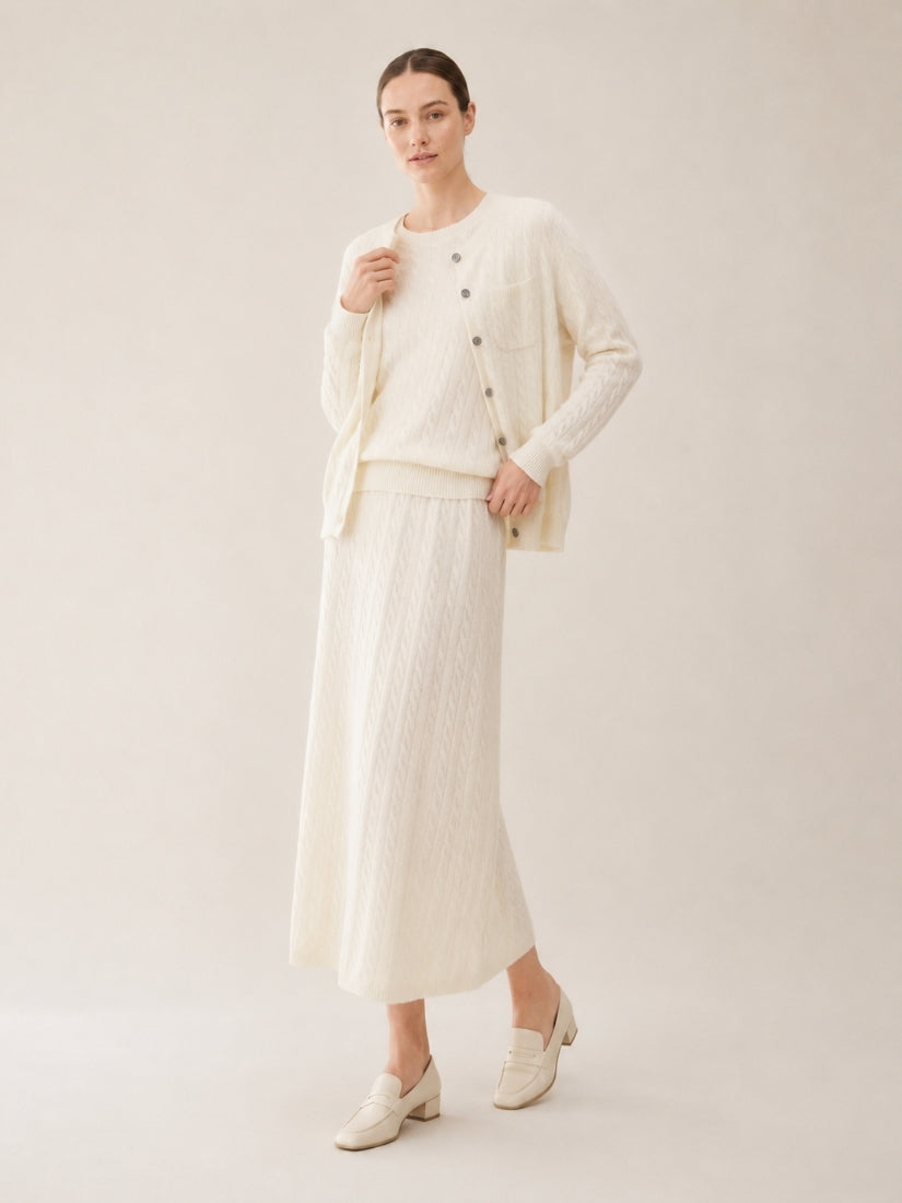 Daryssa — Cable Knit Cashmere Set | The Cashmere Studio