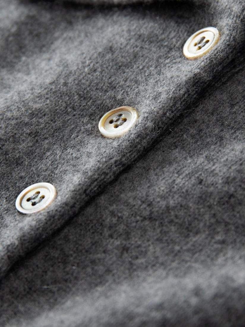 Delyssa — Deep Smoke Gray Argyle Cashmere Cardigan | The Cashmere Studio