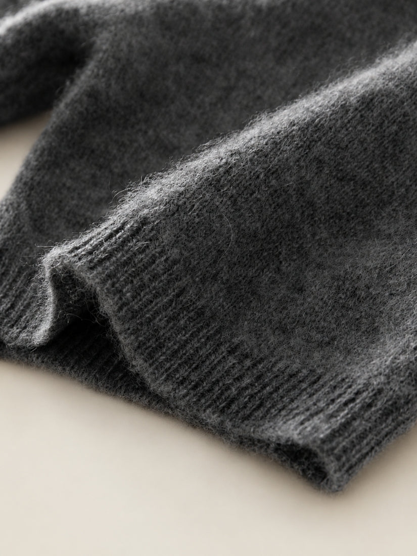 Delyssa — Deep Smoke Gray Argyle Cashmere Top | The Cashmere Studio