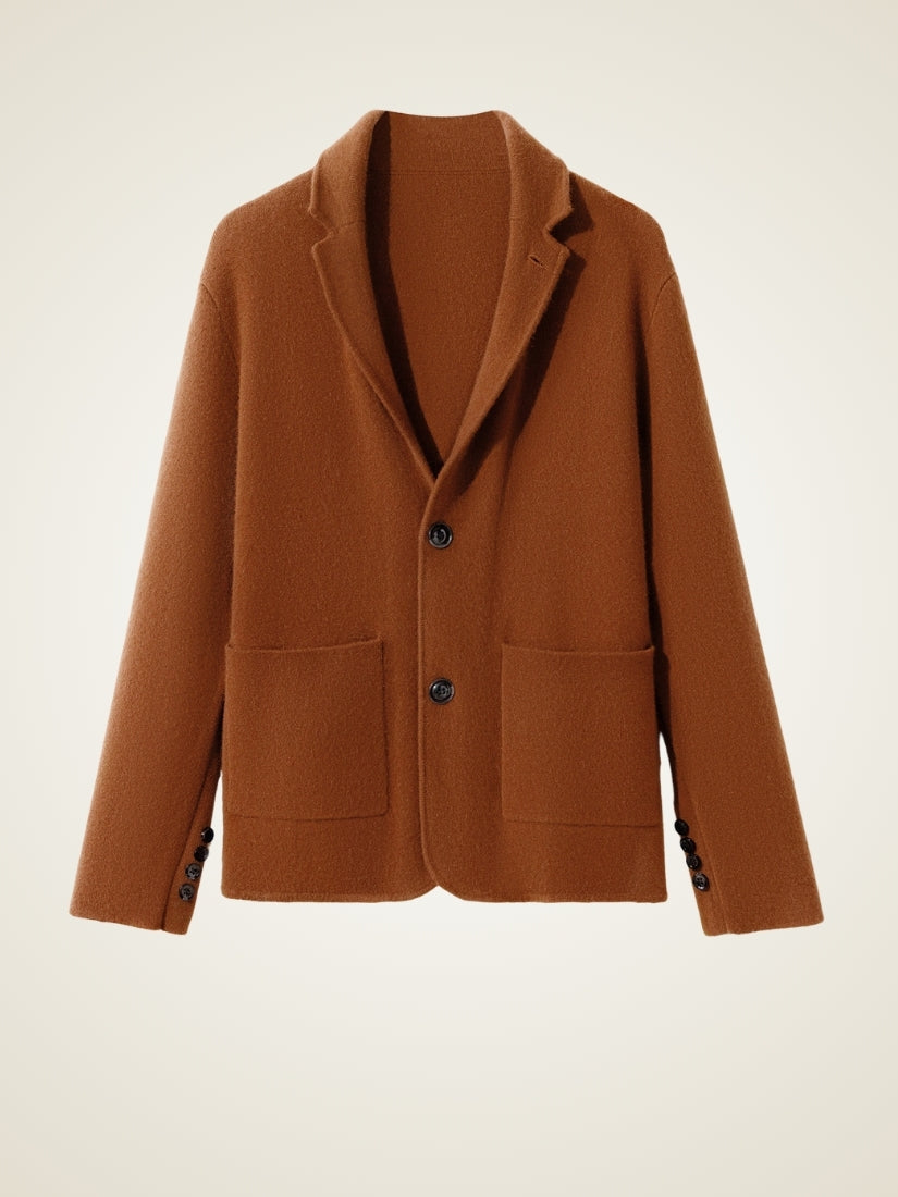 Draven — Dark Caramel Blazer-Style Cashmere Cardigan | The Cashmere Studio