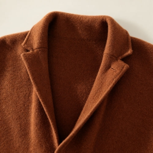 Draven — Dark Caramel Blazer-Style Cashmere Cardigan | The Cashmere Studio
