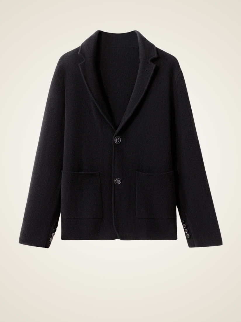 Draven — Black Blazer-Style Cashmere Cardigan | The Cashmere Studio