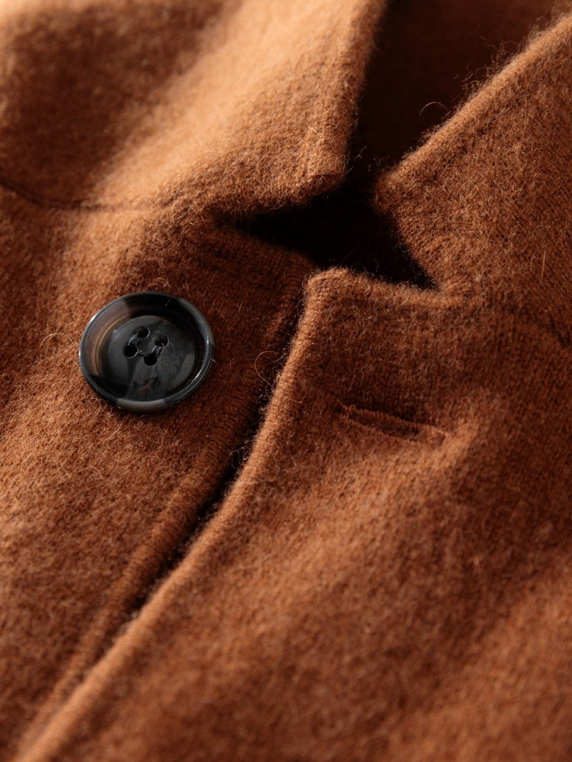 Draven — Dark Caramel Cashmere Blazer Button Detail | The Cashmere Studio