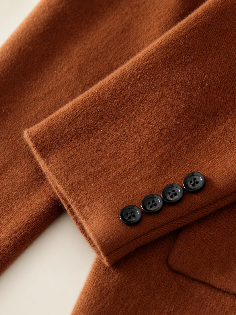Draven — Dark Caramel Cashmere Blazer Cuff Detail | The Cashmere Studio