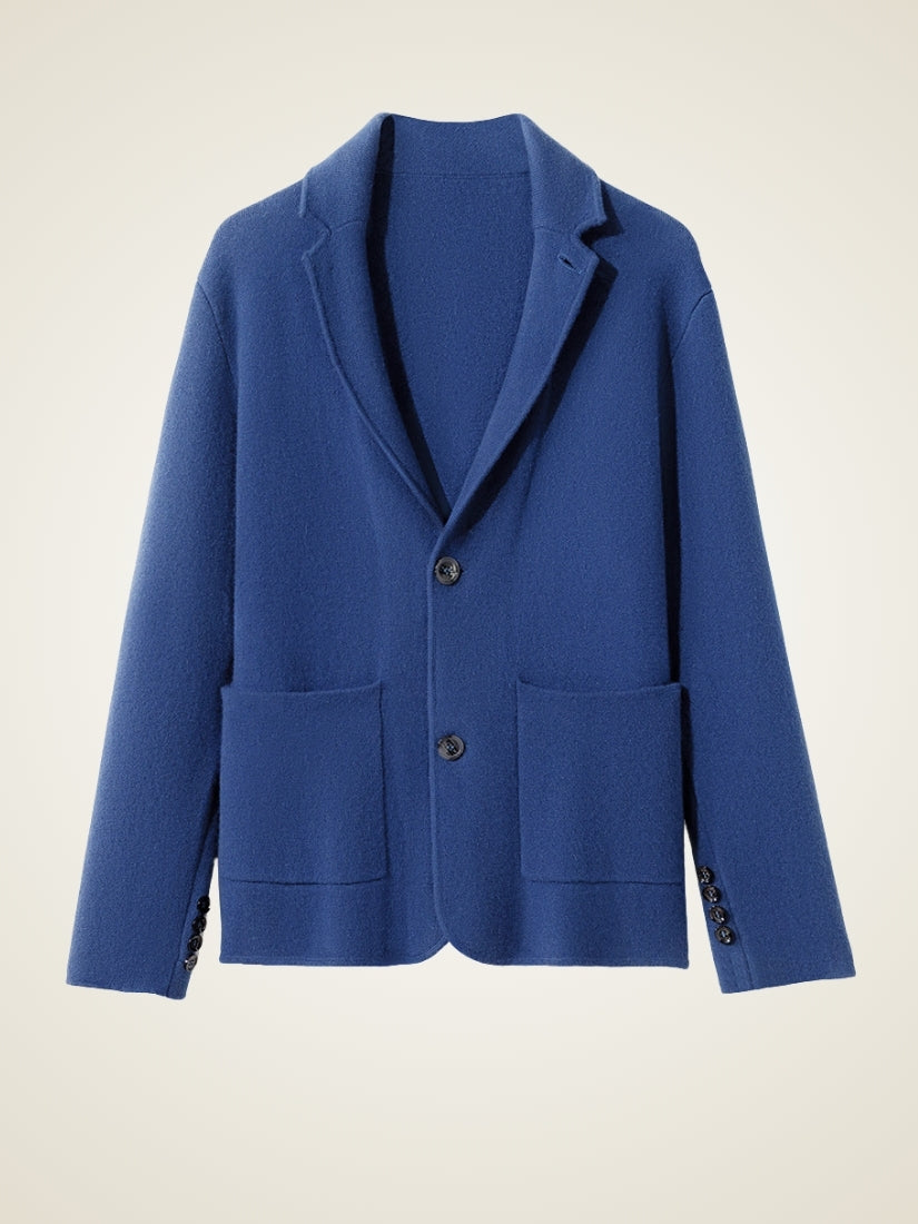 Draven — Blue Blazer-Style Cashmere Cardigan | The Cashmere Studio