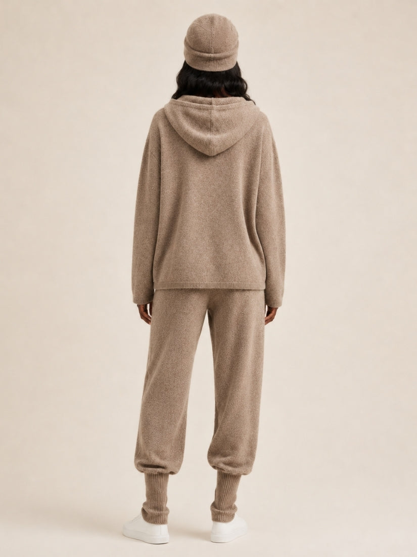 Dravena — Taupe Cashmere Hoodie Set | The Cashmere Studio