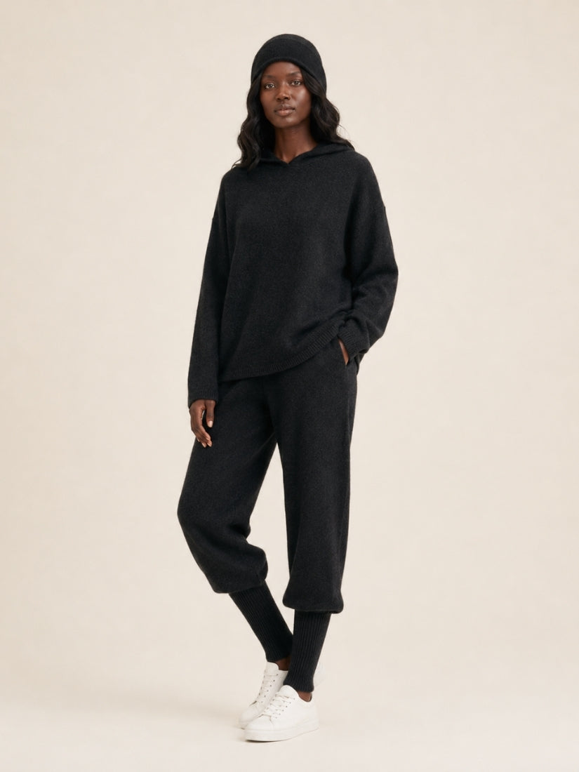 Dravena — Dark Gray Cashmere Hoodie Set | The Cashmere Studio