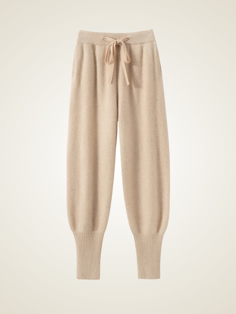 Dravena — Beige Cashmere Jogger Pants | The Cashmere Studio