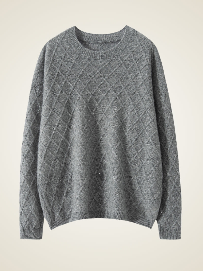 Elarith - Gray Diamond Knit Cashmere Sweater | The Cashmere Studio