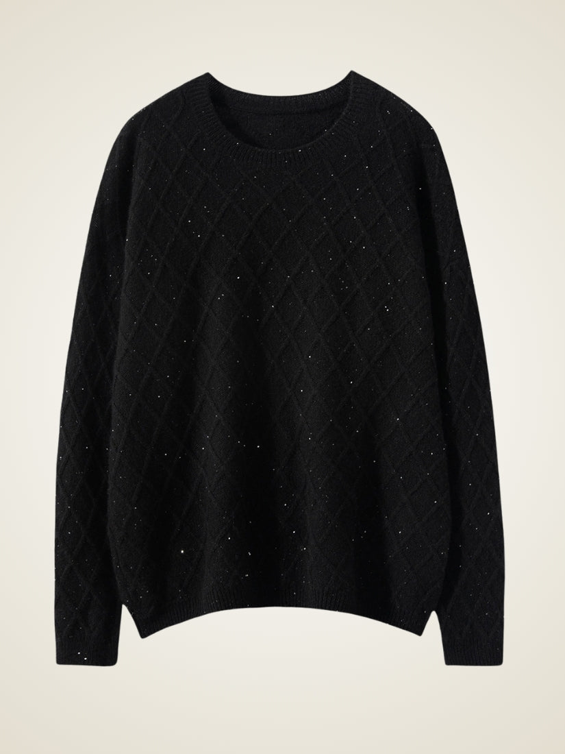 Elarith - Black Diamond Knit Cashmere Sweater | The Cashmere Studio