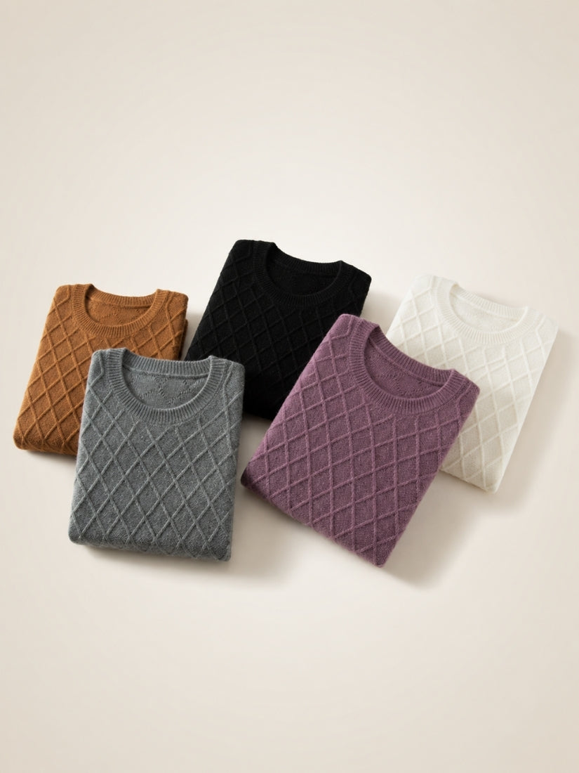 Elarith - Diamond Knit Cashmere Sweater | The Cashmere Studio