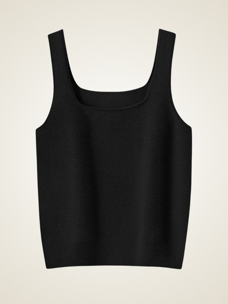 Elyssandra - Black Cashmere Tank Top | The Cashmere Studio