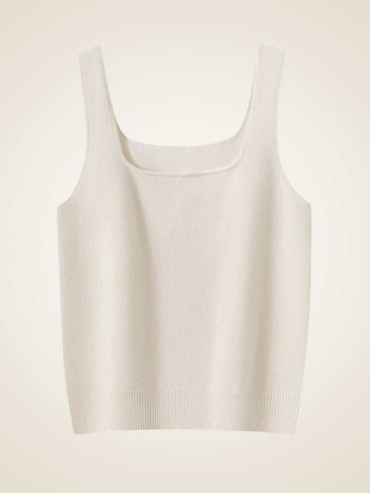 Elyssandra - Ivory Cashmere Tank Top | The Cashmere Studio