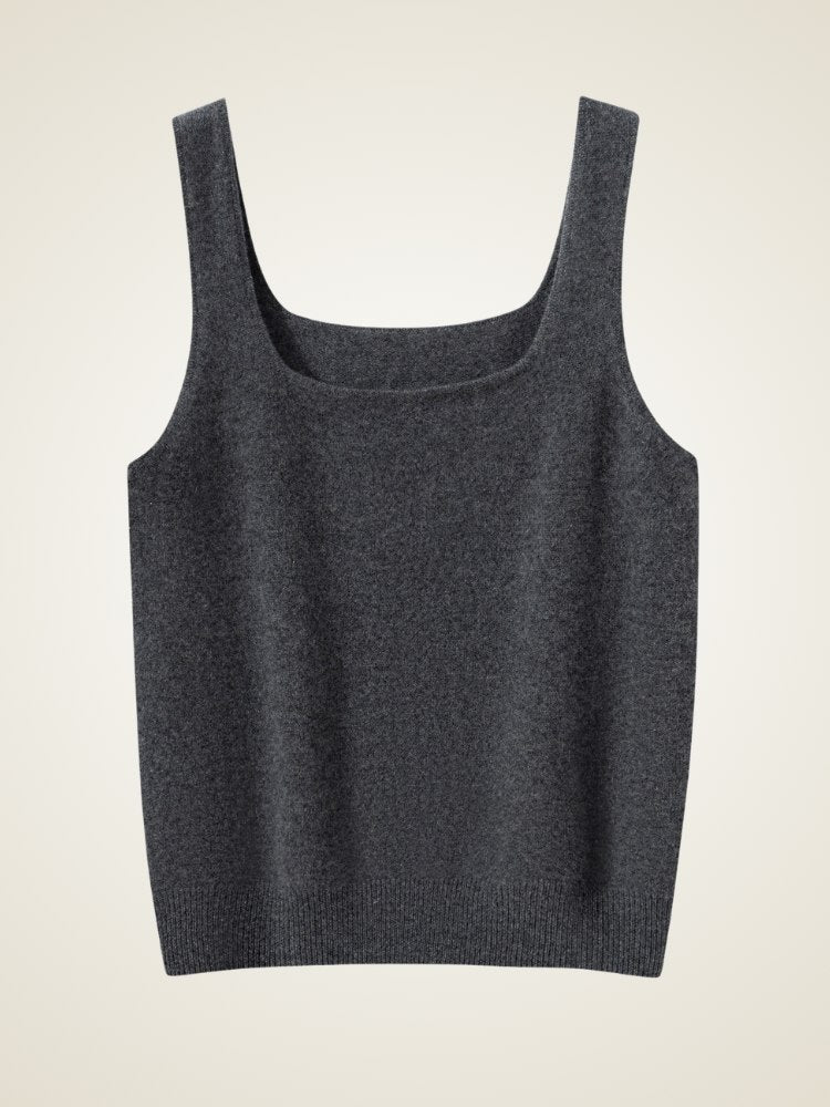 Elyssandra - Dark Gray Cashmere Tank Top | The Cashmere Studio