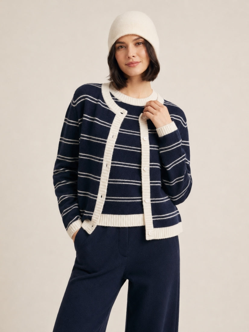 Elystra - Navy Two-Piece Set | The Cashmere Studio