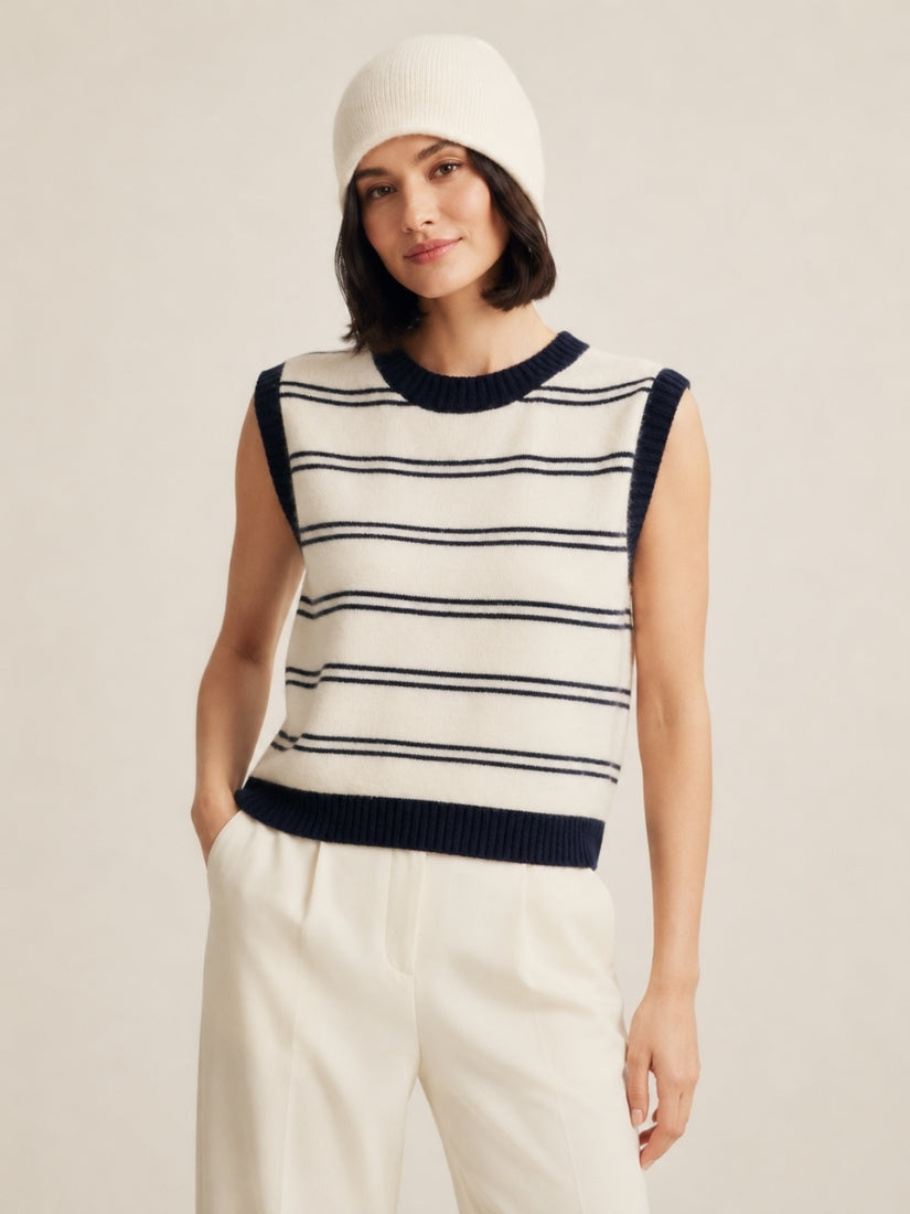 Elystra - Ivory Cashmere Vest | The Cashmere Studio