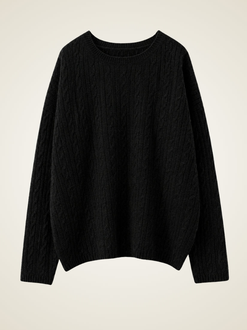 Emirelda - Black Cashmere Cable-Knit Sweater | The Cashmere Studio