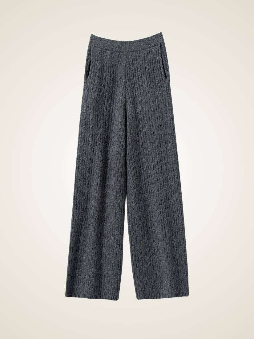 Emirelda - Dark Gray Cashmere Wide-Leg Pants | The Cashmere Studio