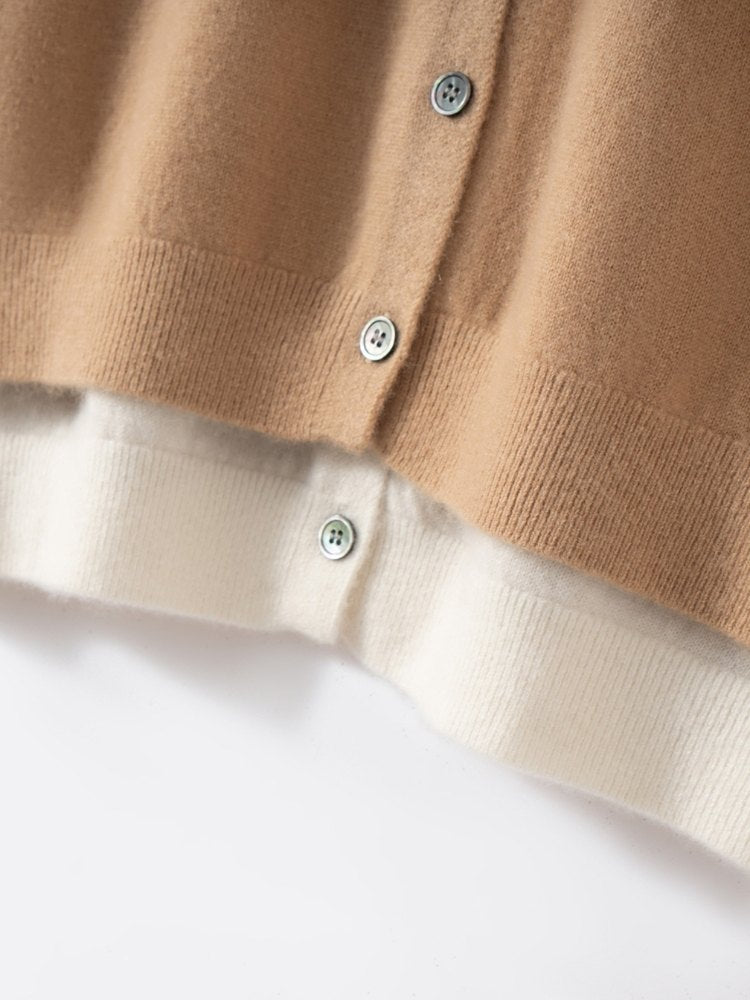 Evessa - Two-Tone Cashmere Cardigan | The Cashmere Studio