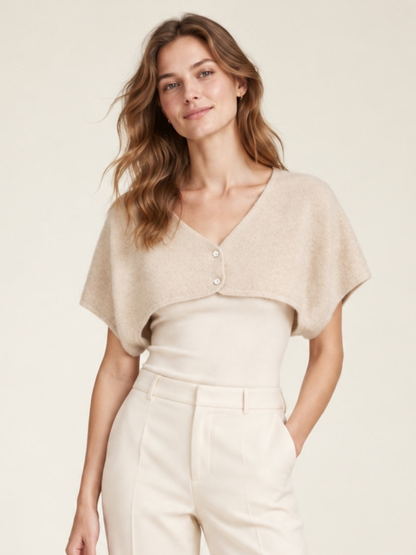 Faloria — Beige Cashmere Shoulder Wrap | The Cashmere Studio