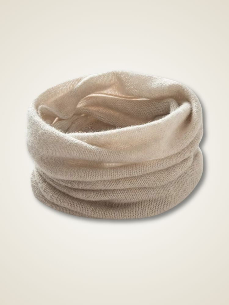 Imani - Gray Beige Cashmere Tube Scarf | The Cashmere Studio