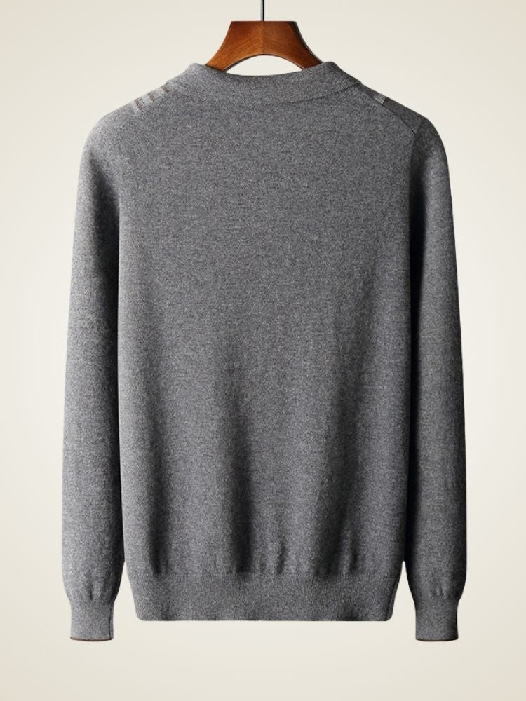 Clay - Gray Cashmere Polo Sweater | The Cashmere Studio