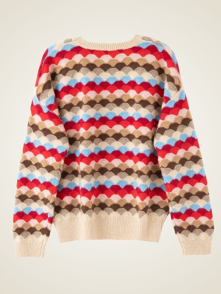 Harmony - Colorful Wave Pattern Cashmere Sweater | The Cashmere Studio