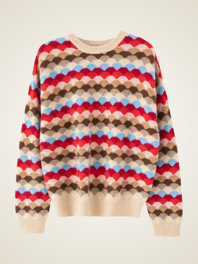 Harmony - Colorful Wave Pattern Cashmere Sweater | The Cashmere Studio